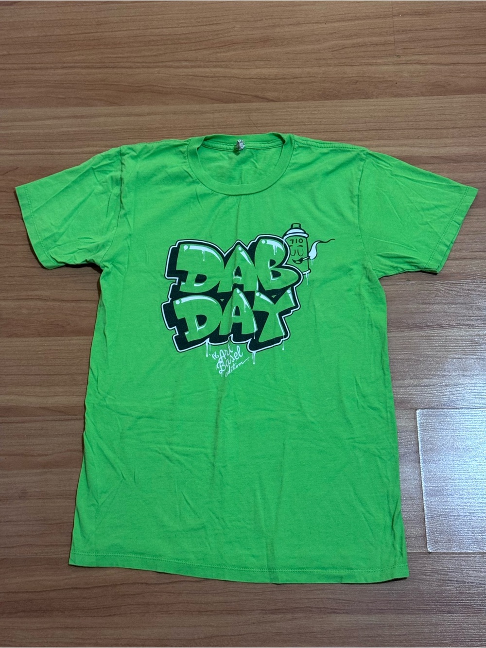 Dab Day Art Basel Edition Neon Green Graffiti Graphic Tee Size S